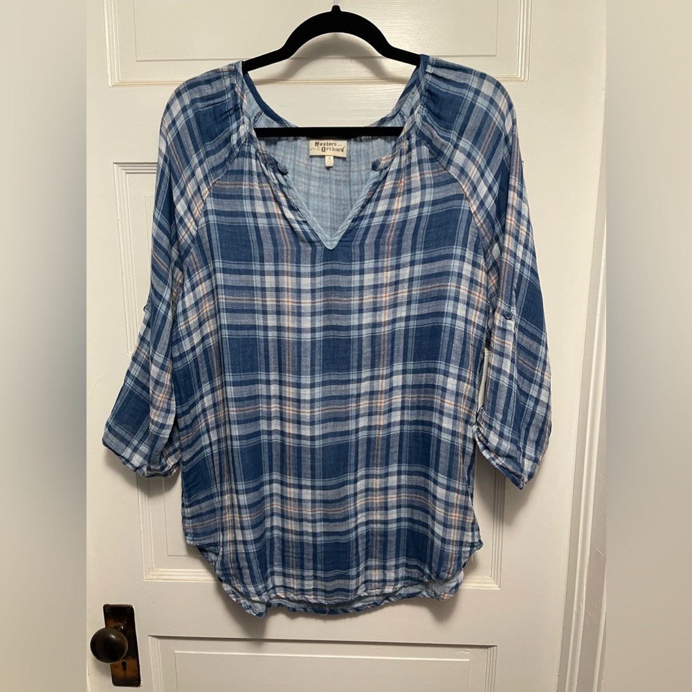 Hester Orchard Plaid Top Size Small